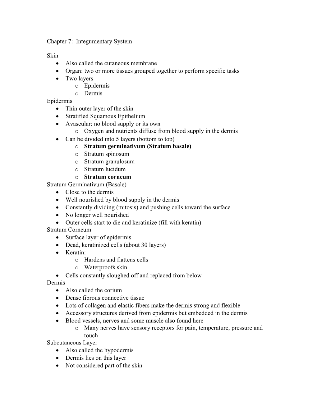 Chapter 7: Integumentary System