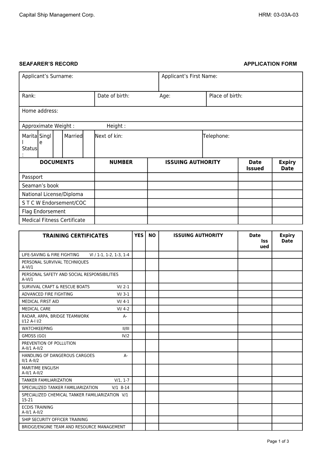 Capital Ship Management Corp. HRM: 03-03A-03