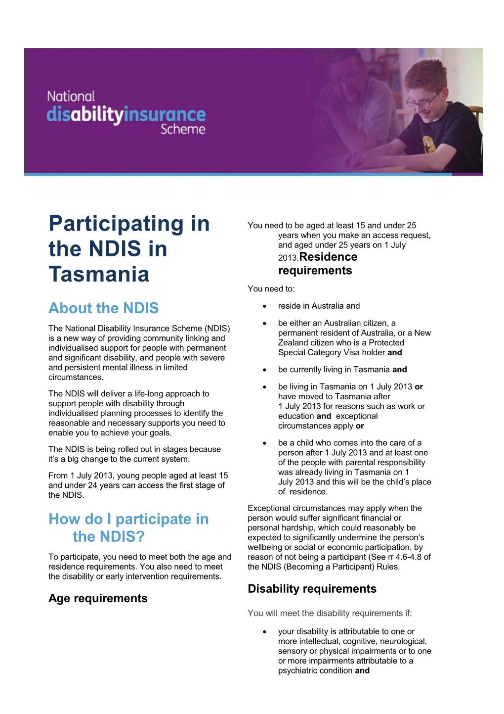 Participating in the NDIS in Tasmania