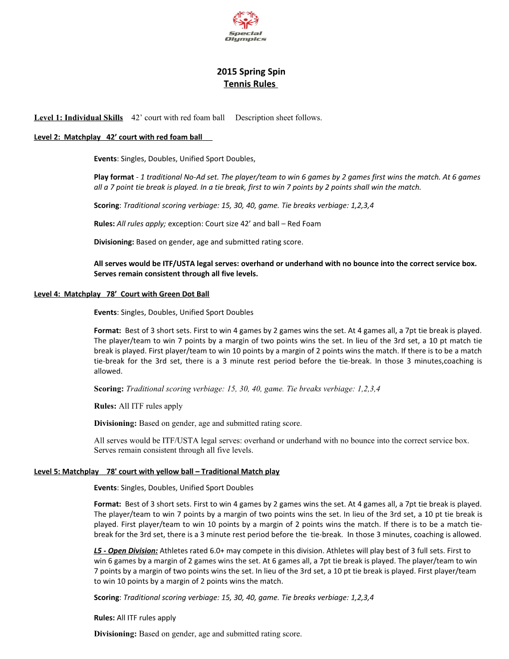 Level 1: Individual Skills 42 Court with Red Foam Ball Description Sheet Follows