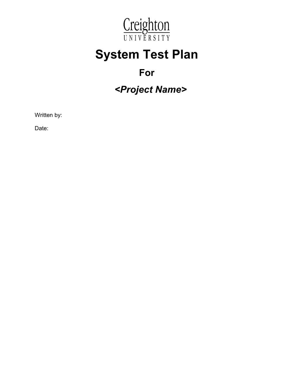 System Test Plan