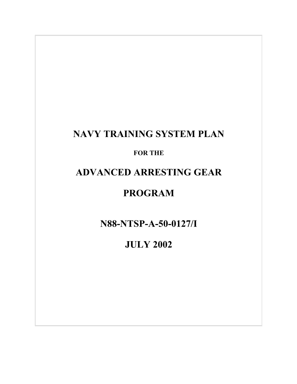 Navy Training System Plan