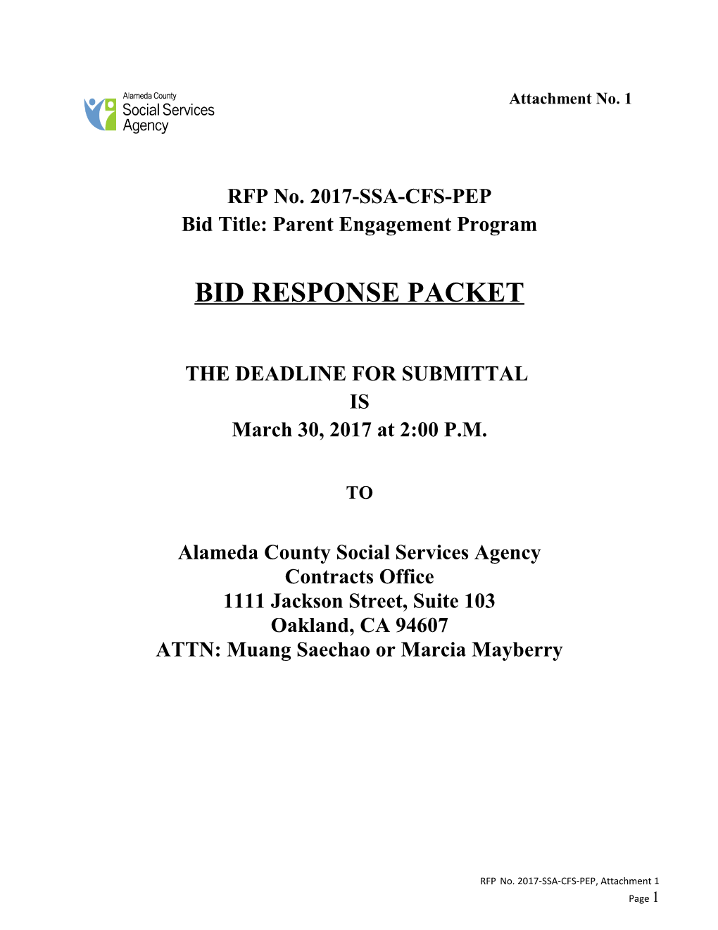 RFP No. 2017-SSA-CFS-PEP