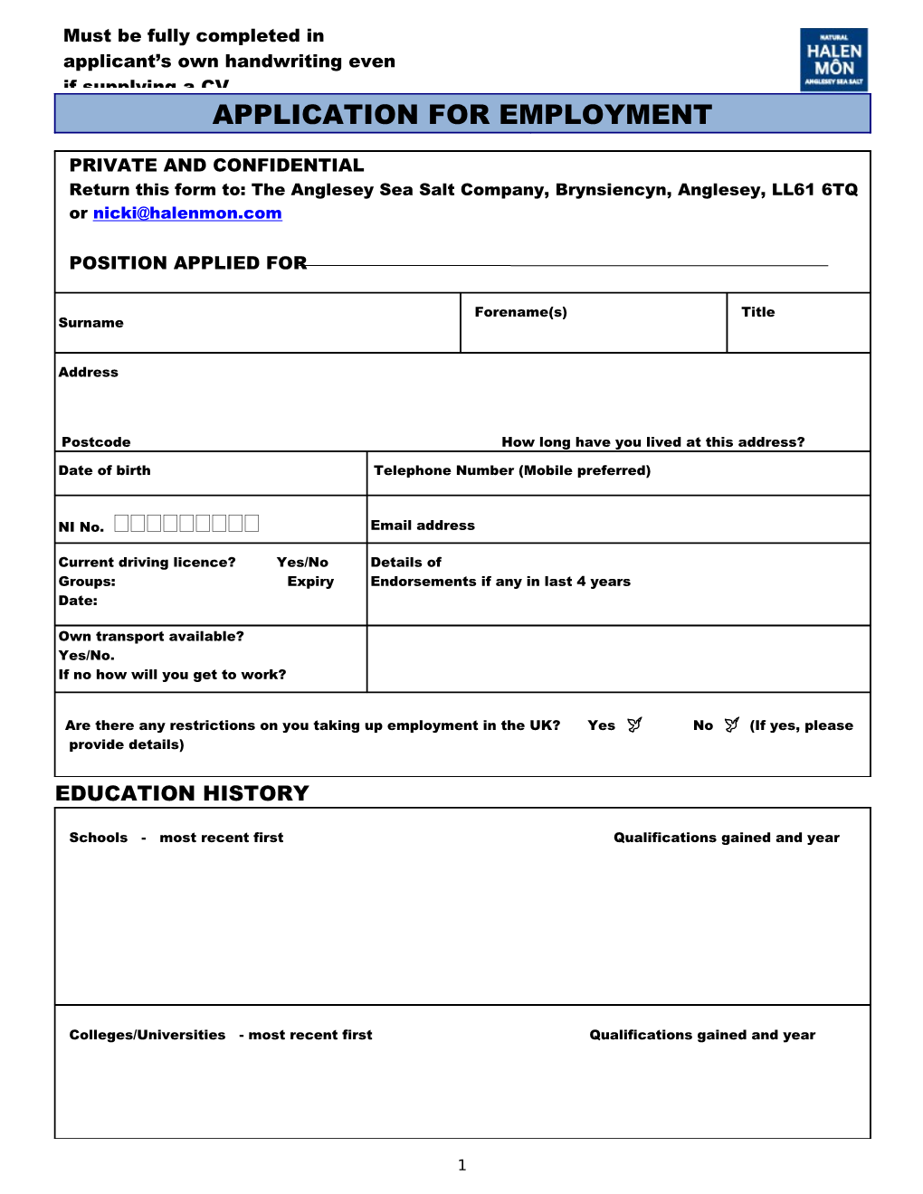 Application for Employment s42