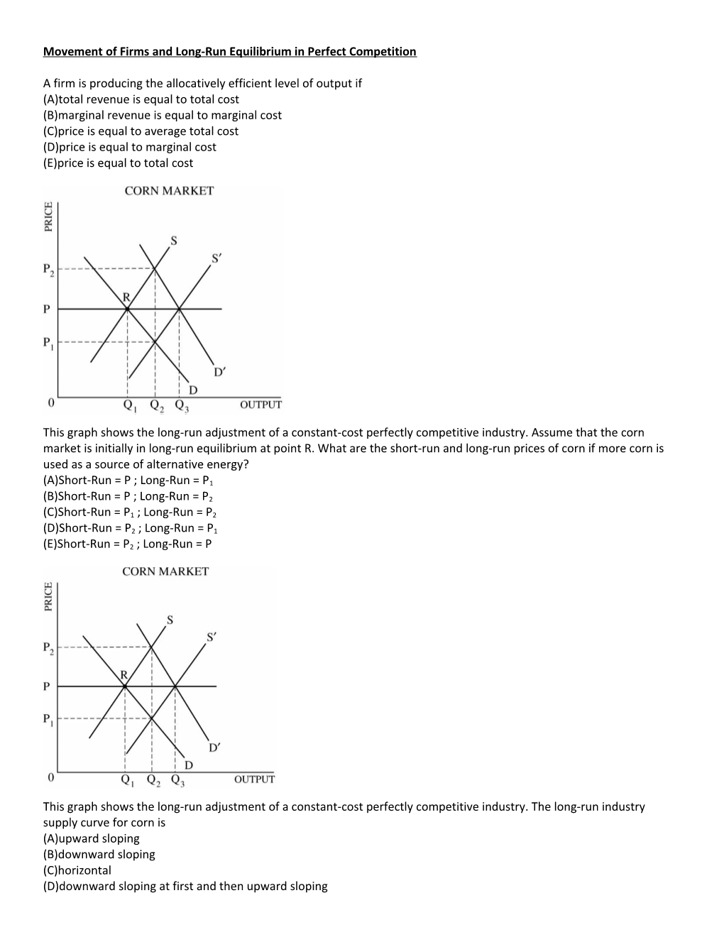 Movement of Firms and Long-Run Equilibrium in Perfect Competition