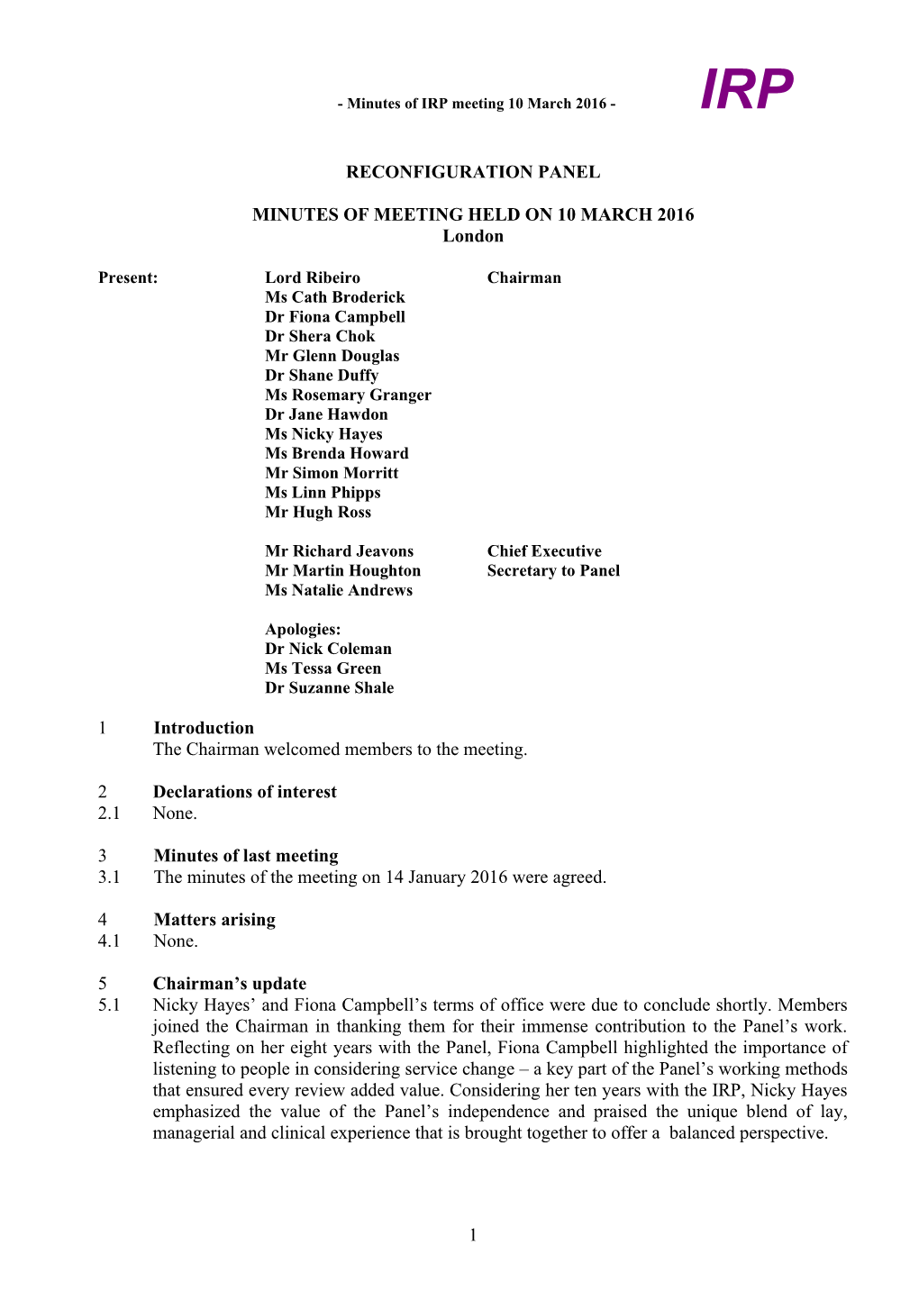 Independent Reconfiguration Panel s1