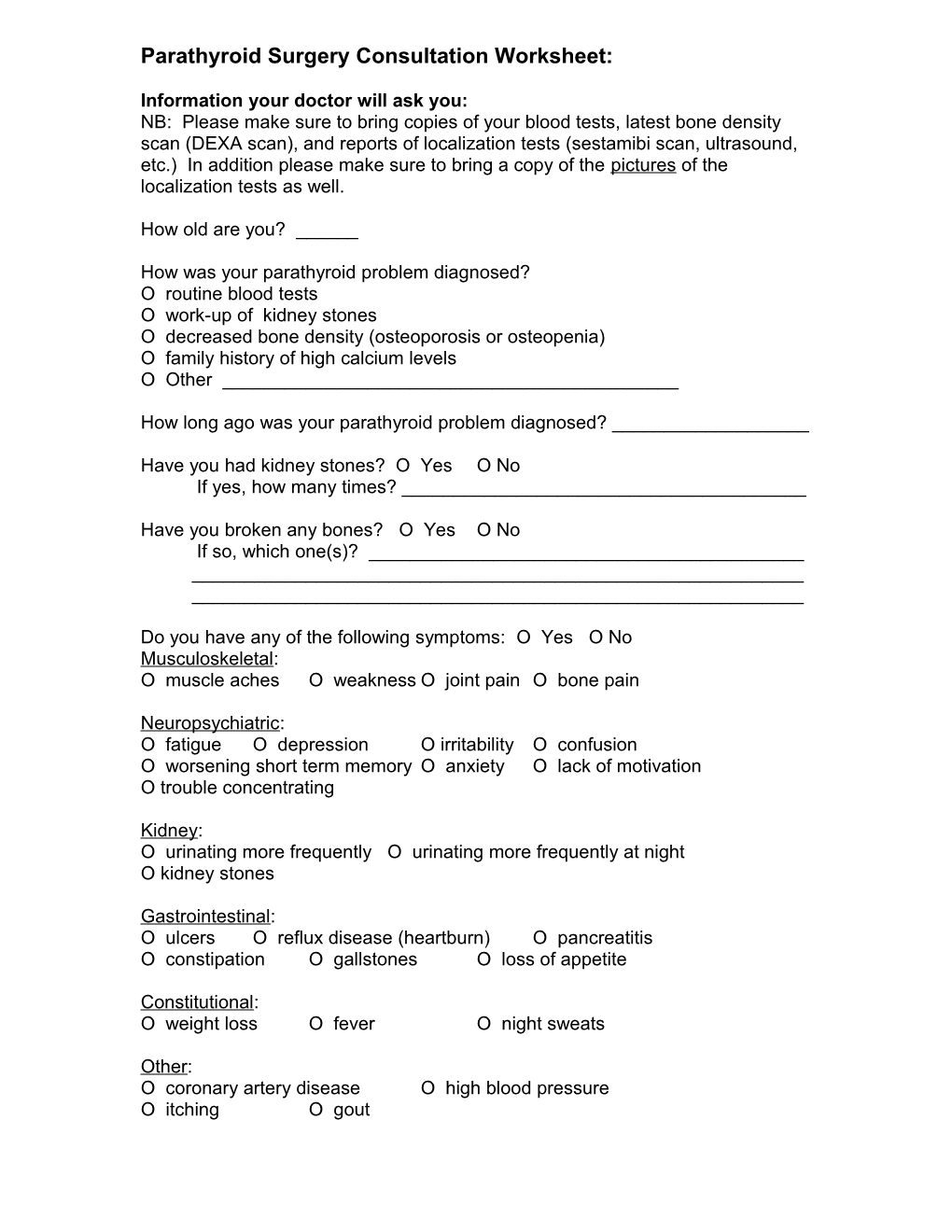 Parathyroid Surgery Consultation Worksheet s1