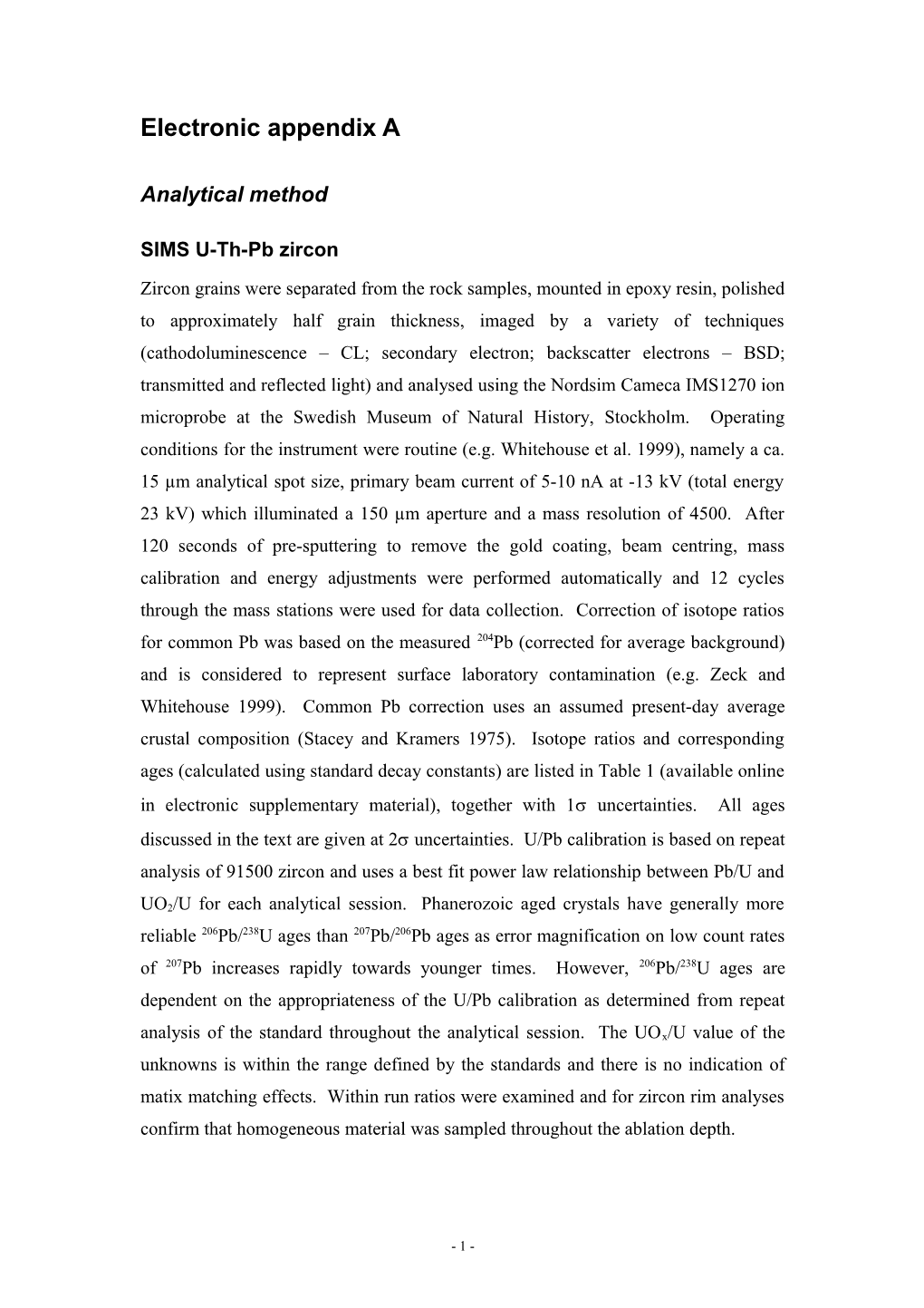 Electronic Appendix A