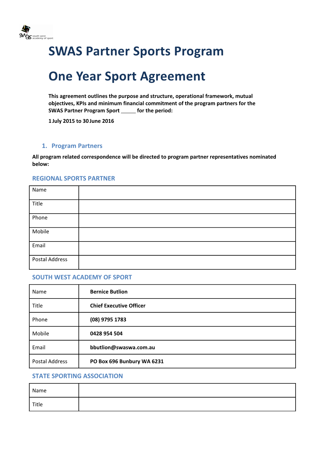 One Year Sport Agreement