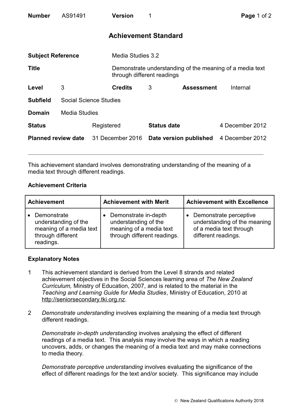 91491 Demonstrate Understanding of the Meaning of a Media Text Through Different Readings