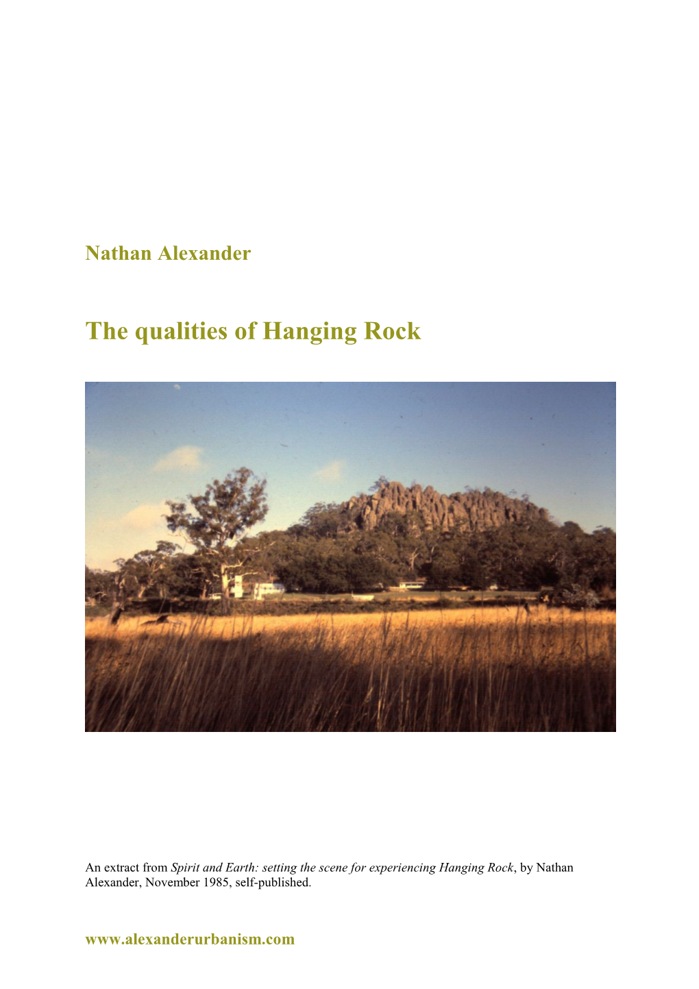 The Qualities of Hanging Rock