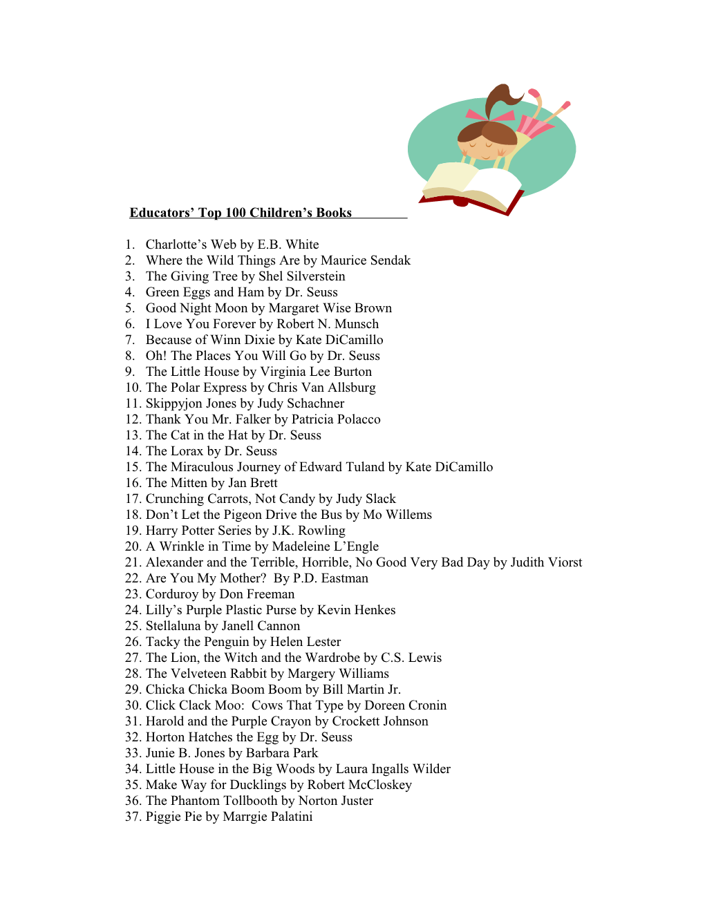 Educators Top 100 Children S Books