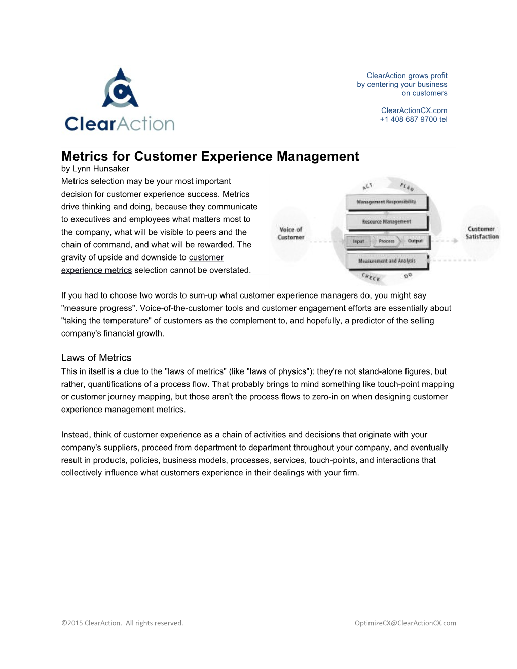 Metrics for Customer Experience Management by Lynn Hunsaker