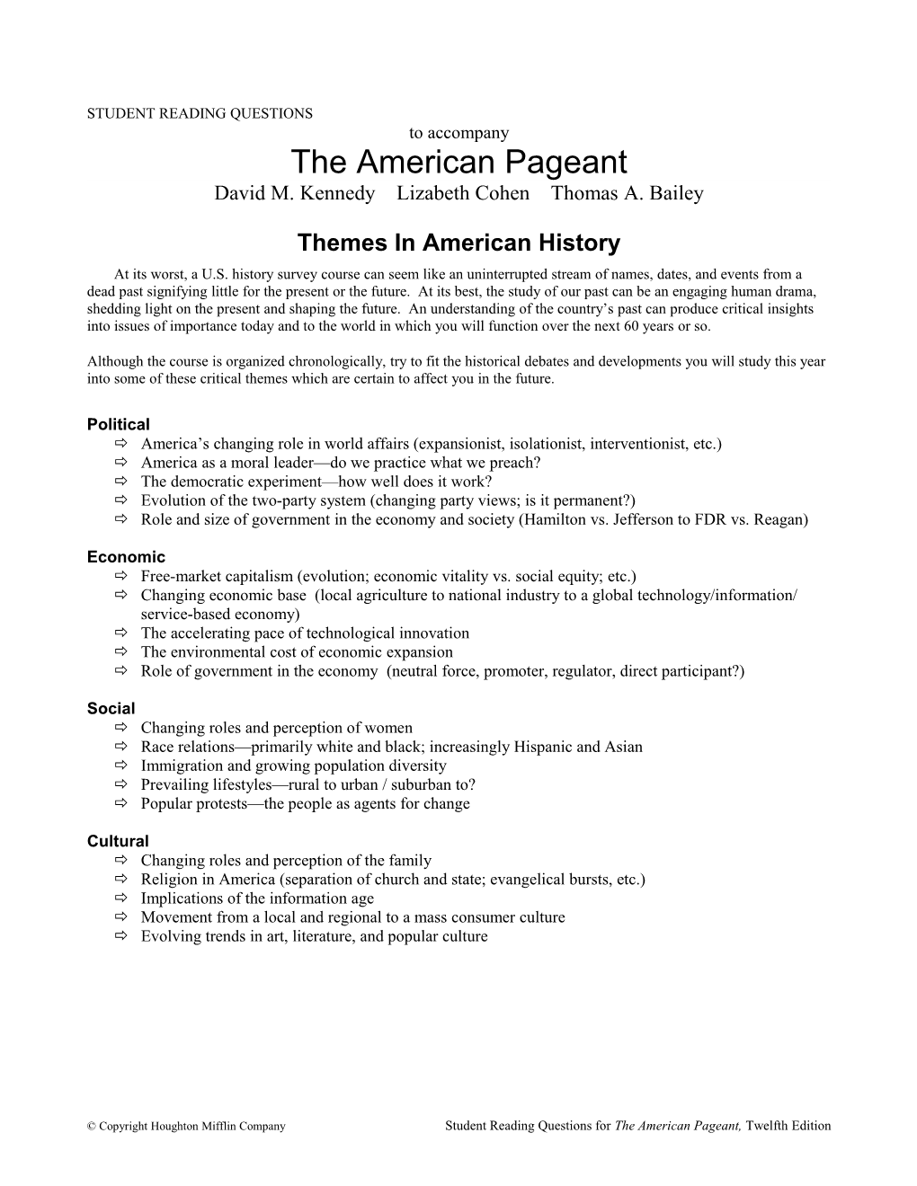 Am. Pageant Reading Questions, Ch. 1-10