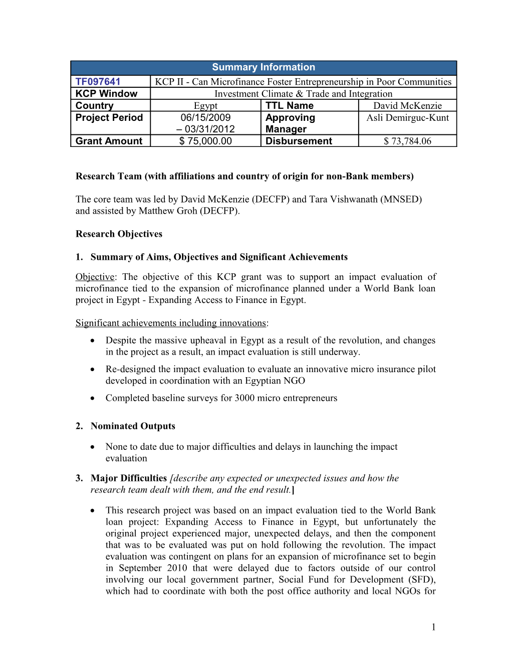 Research Team (With Affiliations and Country of Origin for Non-Bank Members)