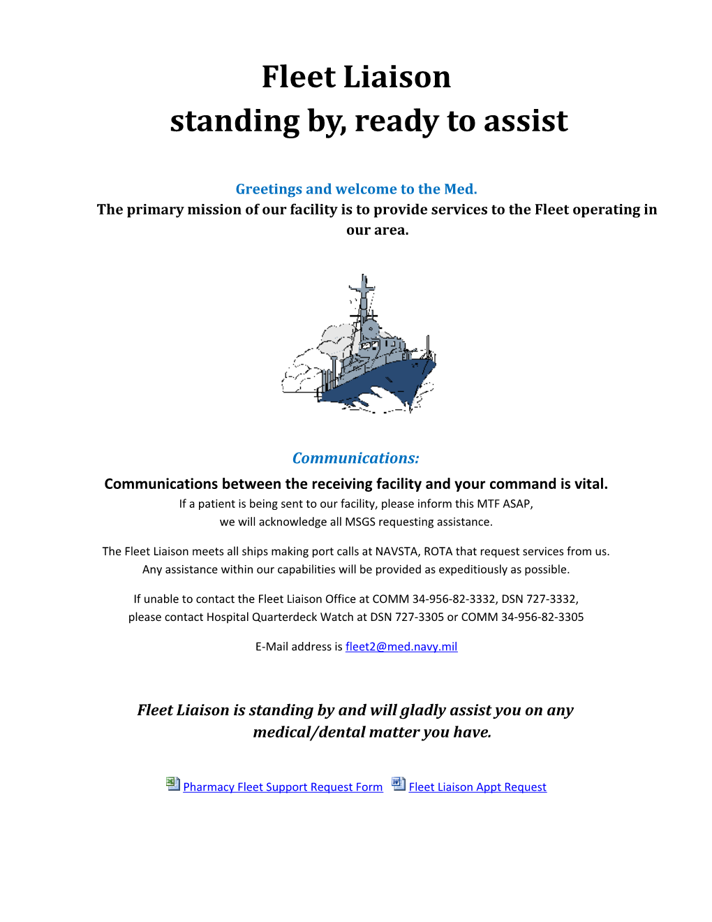 Fleet Liaison Web Page in Doc Format