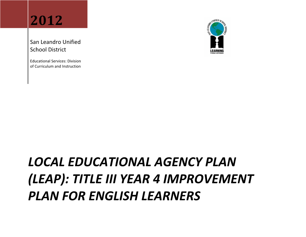 Local Educational Agency Plan (LEAP): Title III Year 4 Improvement Plan for English Learners