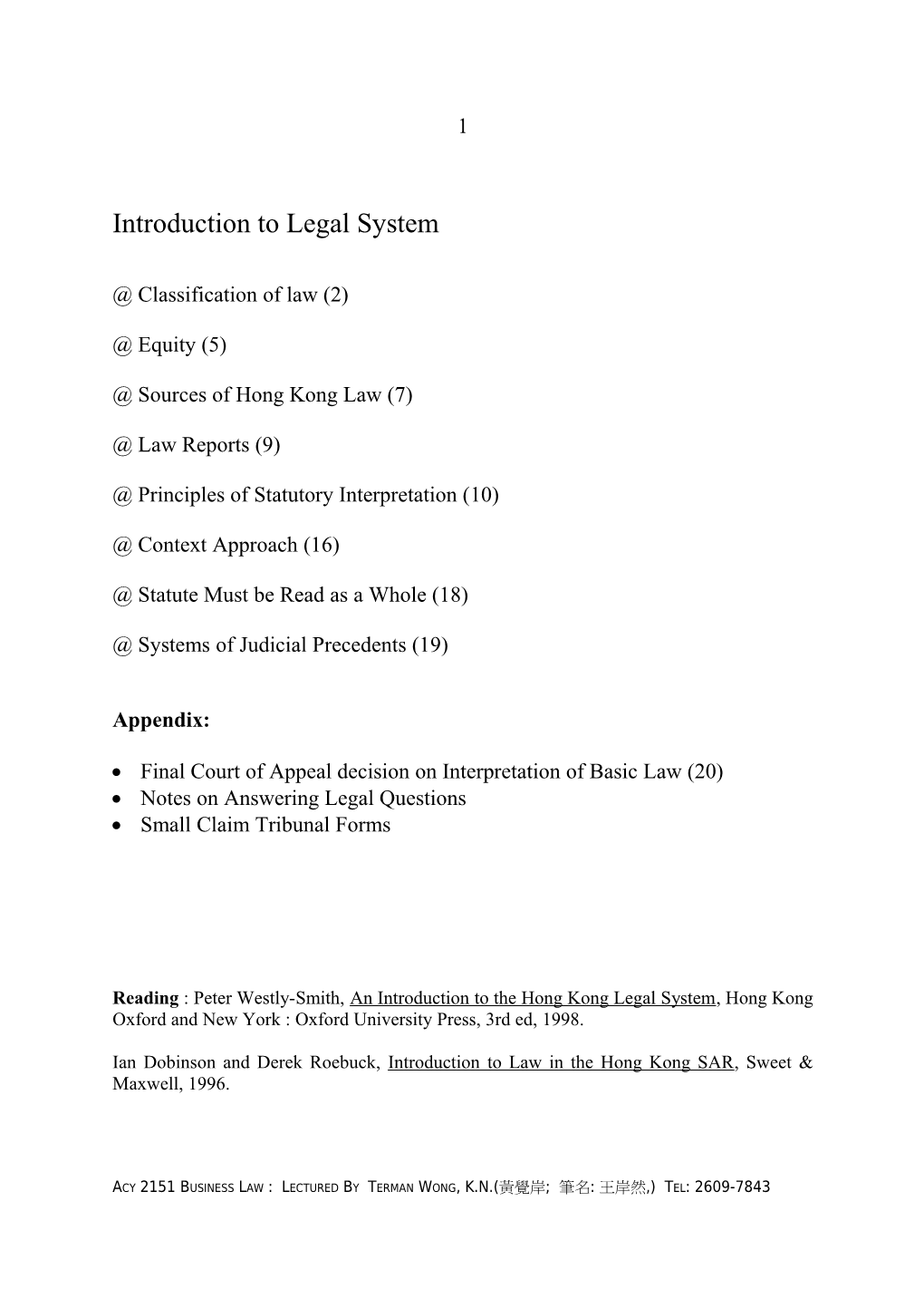 Introduction to Legal System