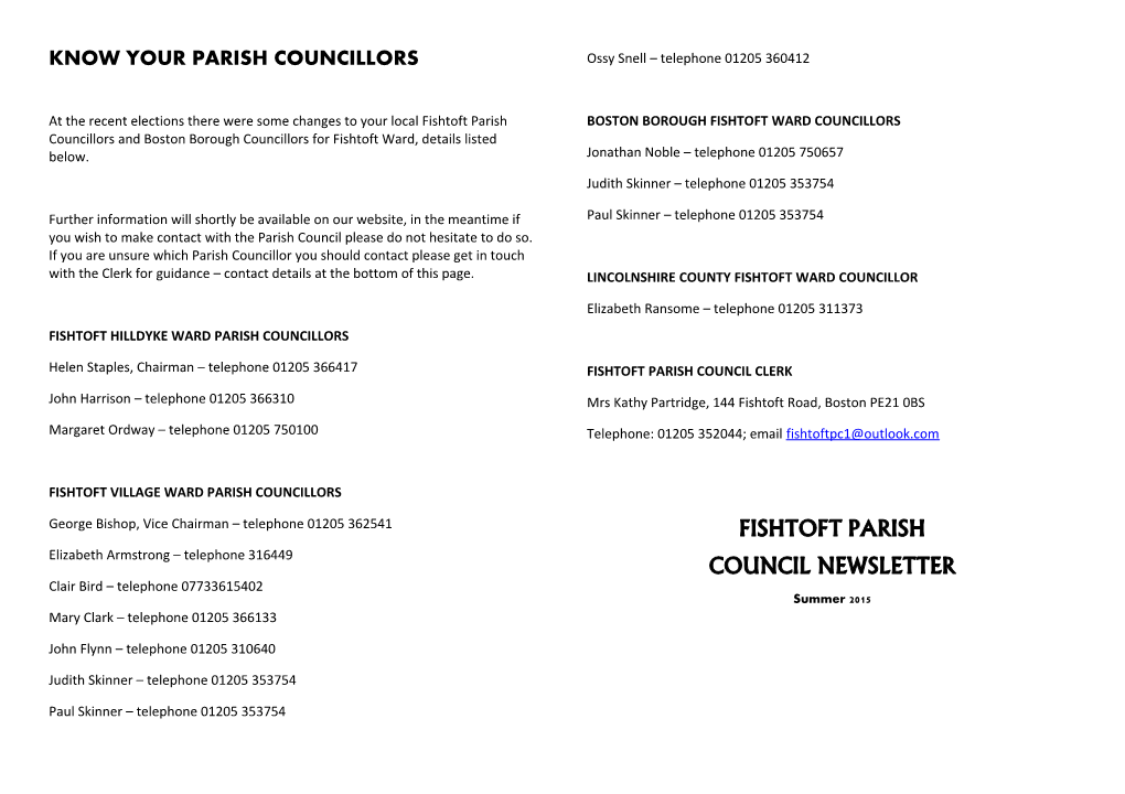 Know Your Parish Councillors