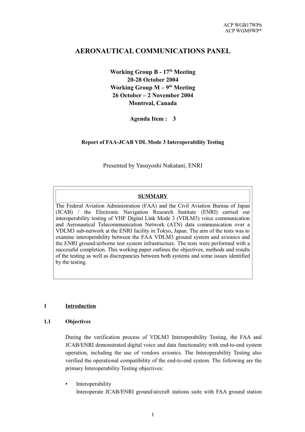 Report of FAA-JCAB VDL Mode 3 Interoperability Testing