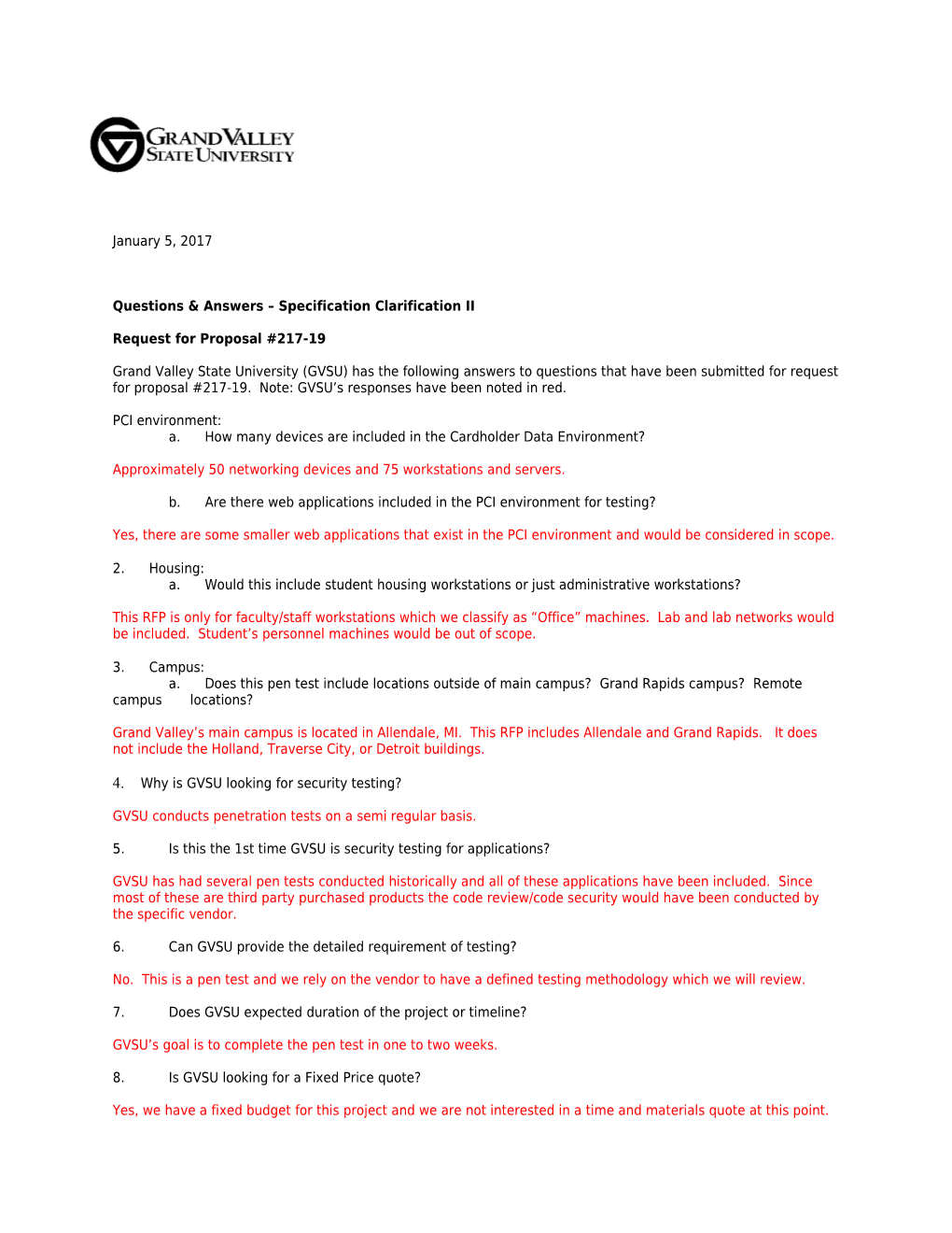 Questions & Answers Specification Clarification II