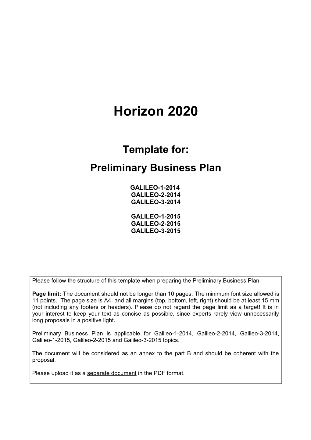 Preliminary Business Plan