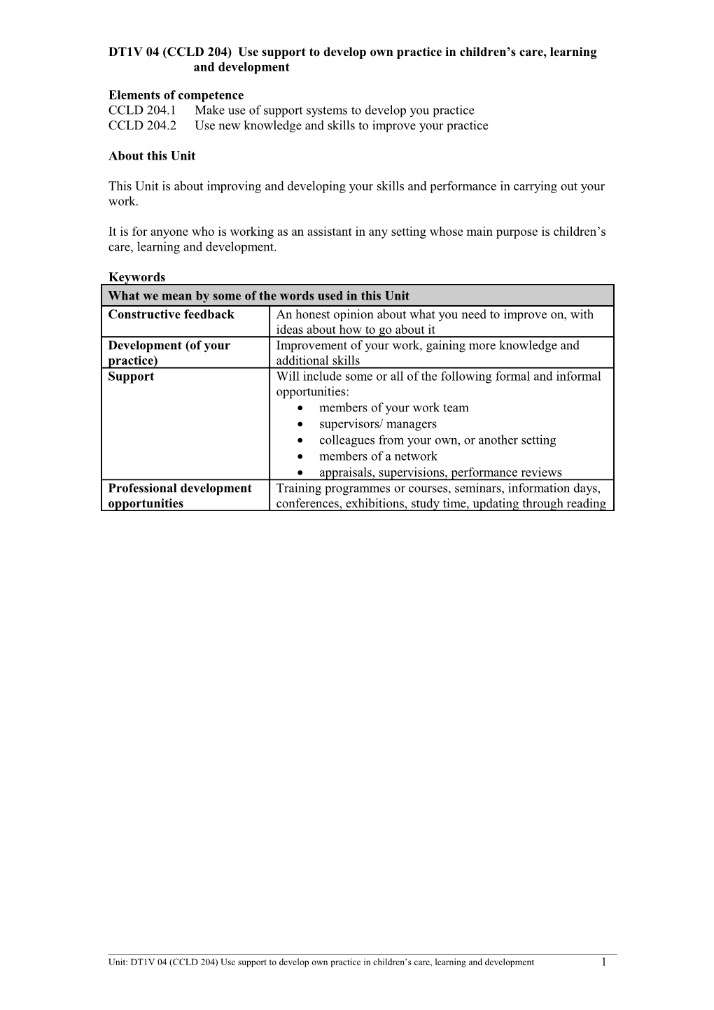 DT1V 04 (CCLD 204)Use Support to Develop Own Practice in Children S Care, Learning And