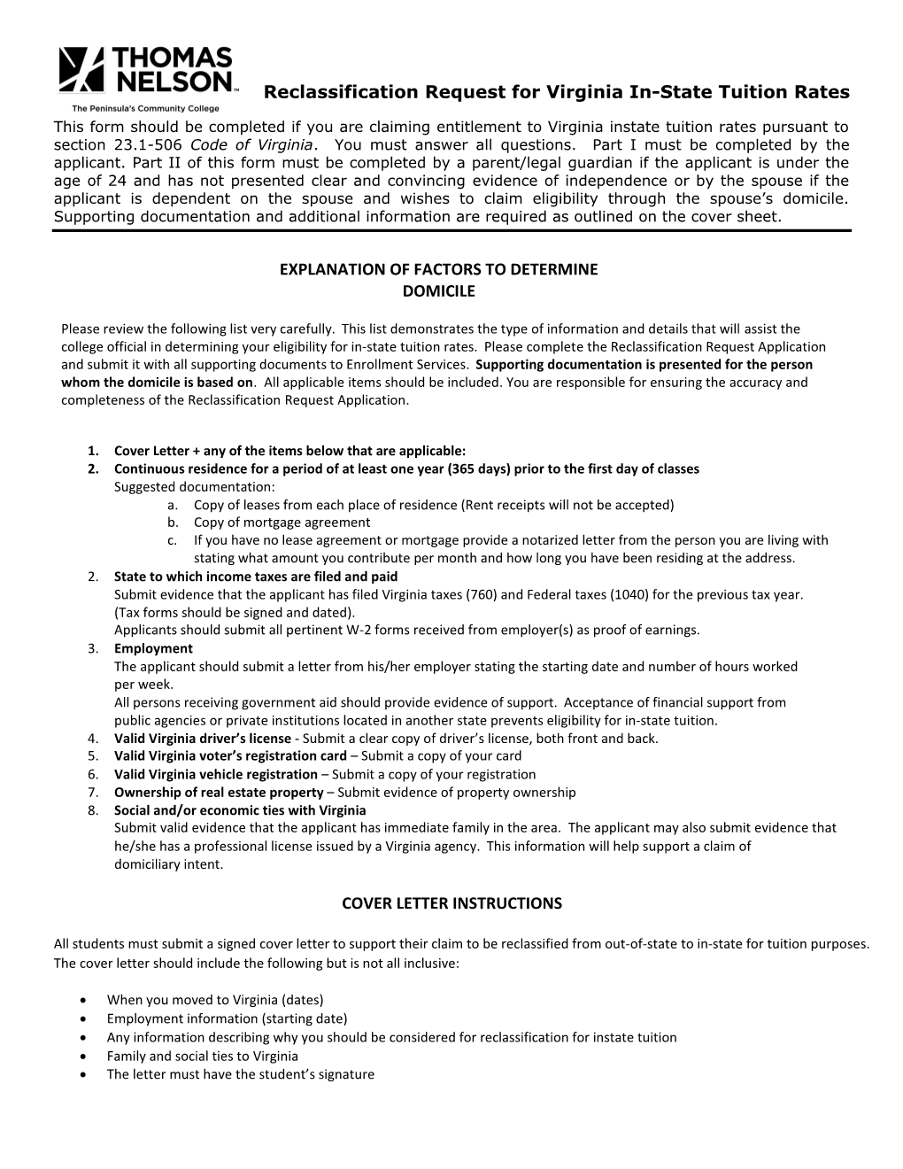 Explanationof Factorstodetermine Domicile