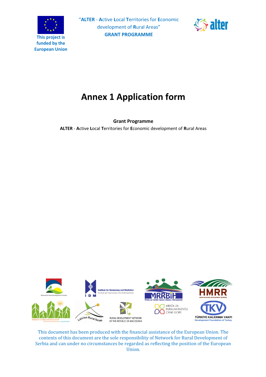 Annex 1 Application Form