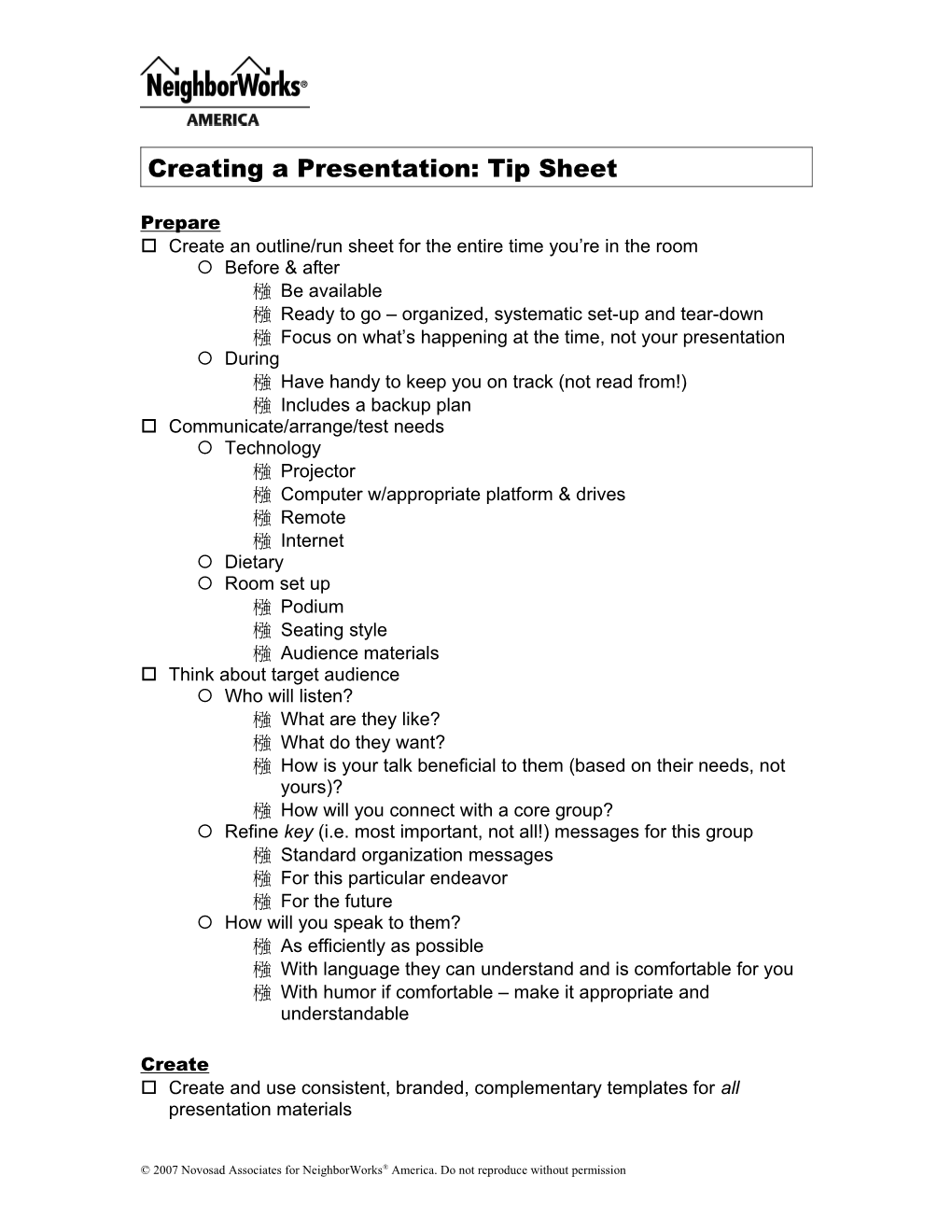 Creating a Proposal: Tip Sheet