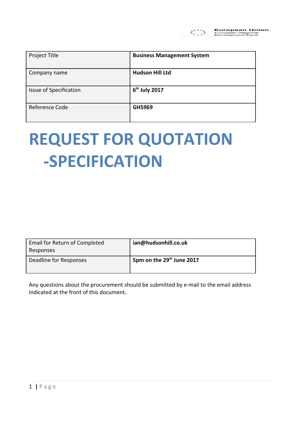 Request for Quotation -Specification s1