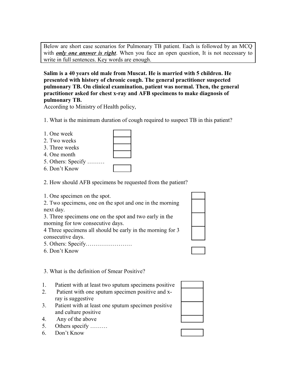 Section 1: General Respiratory Problems