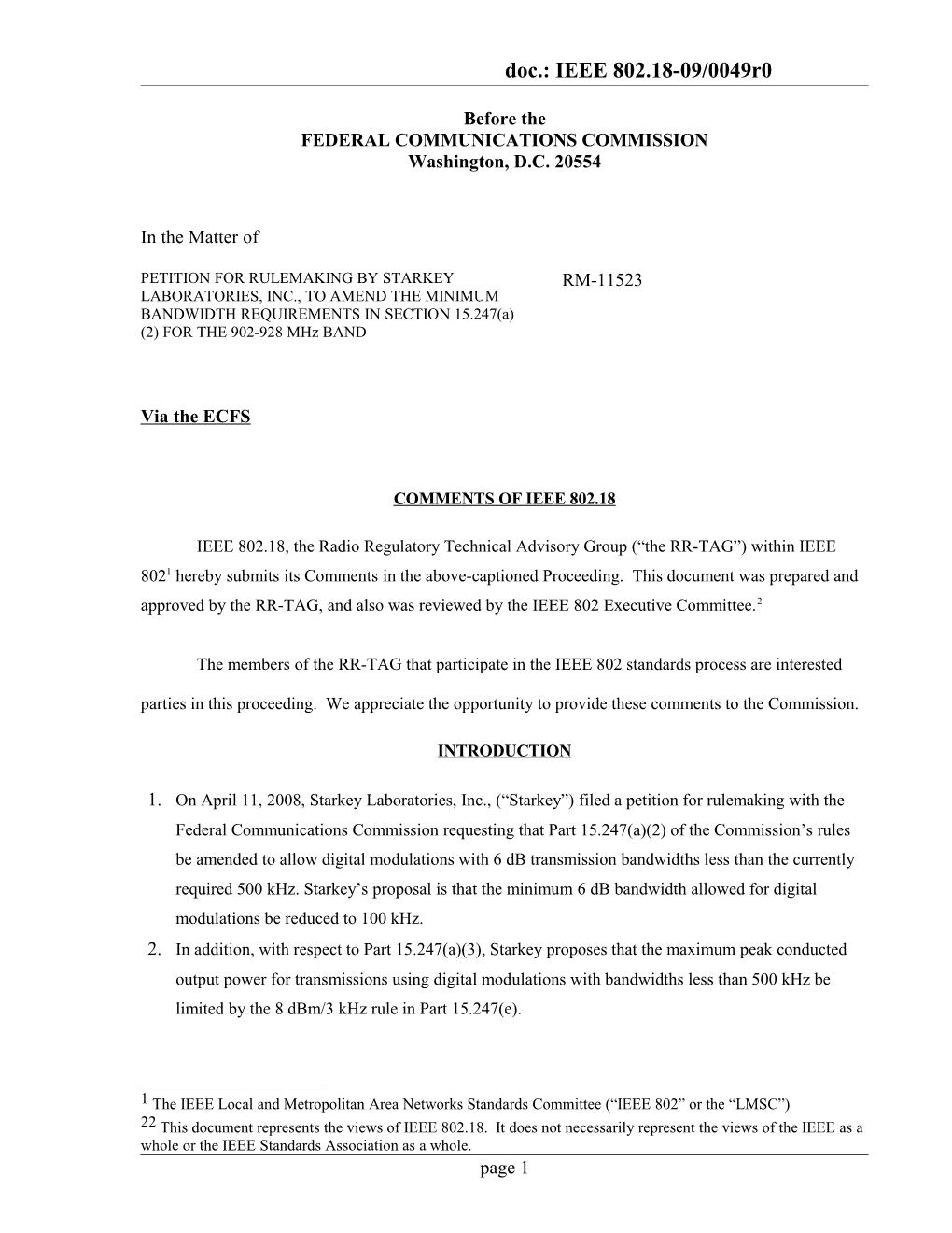 IEEE 801.18 Comments on Progeny Request for Waiver of M-LMS Construction Rule