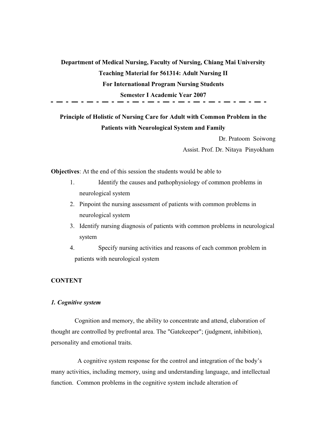 Principles of Holistic Nursing Care for Adults with Common Problems in the Neurological