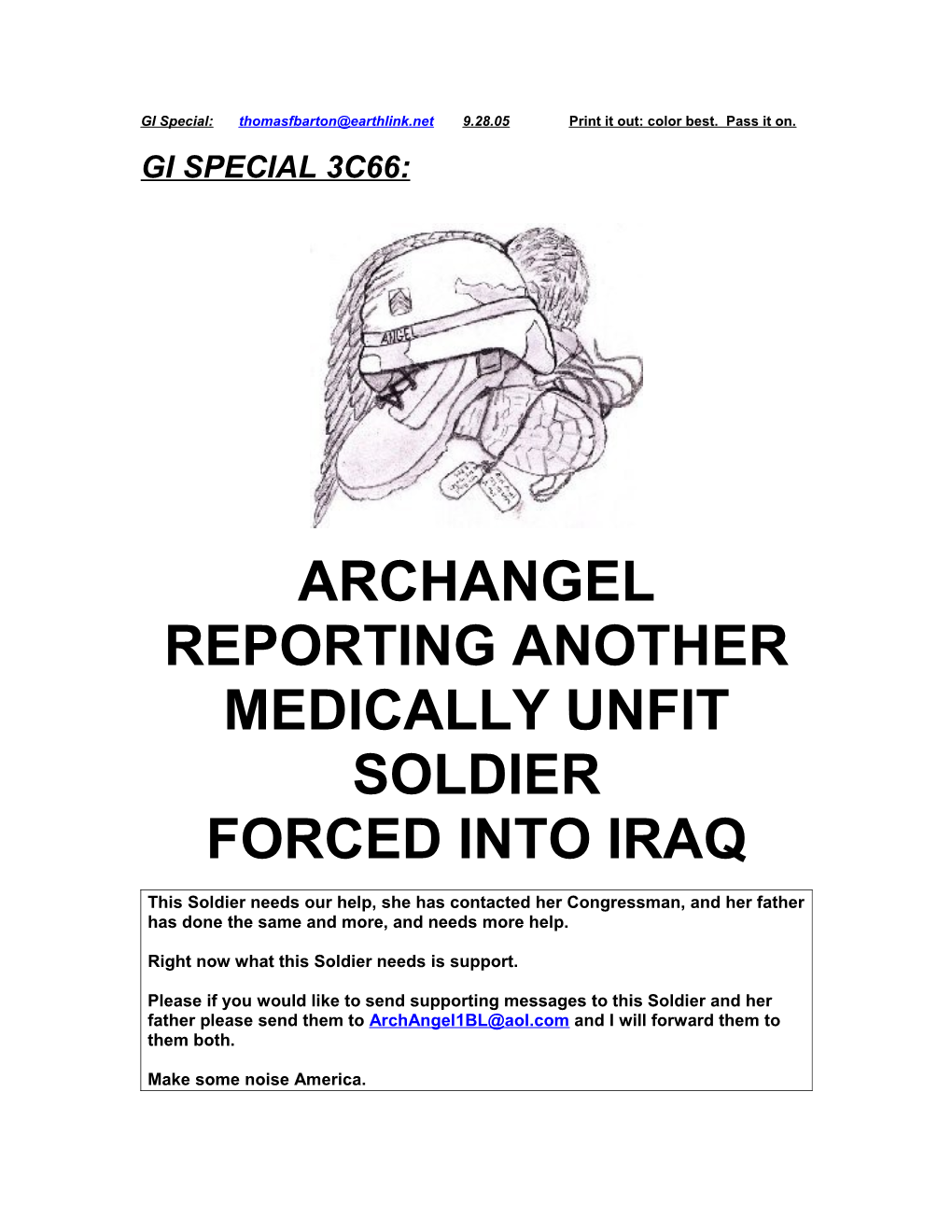 Archangel Reporting Another Medically Unfit Soldier