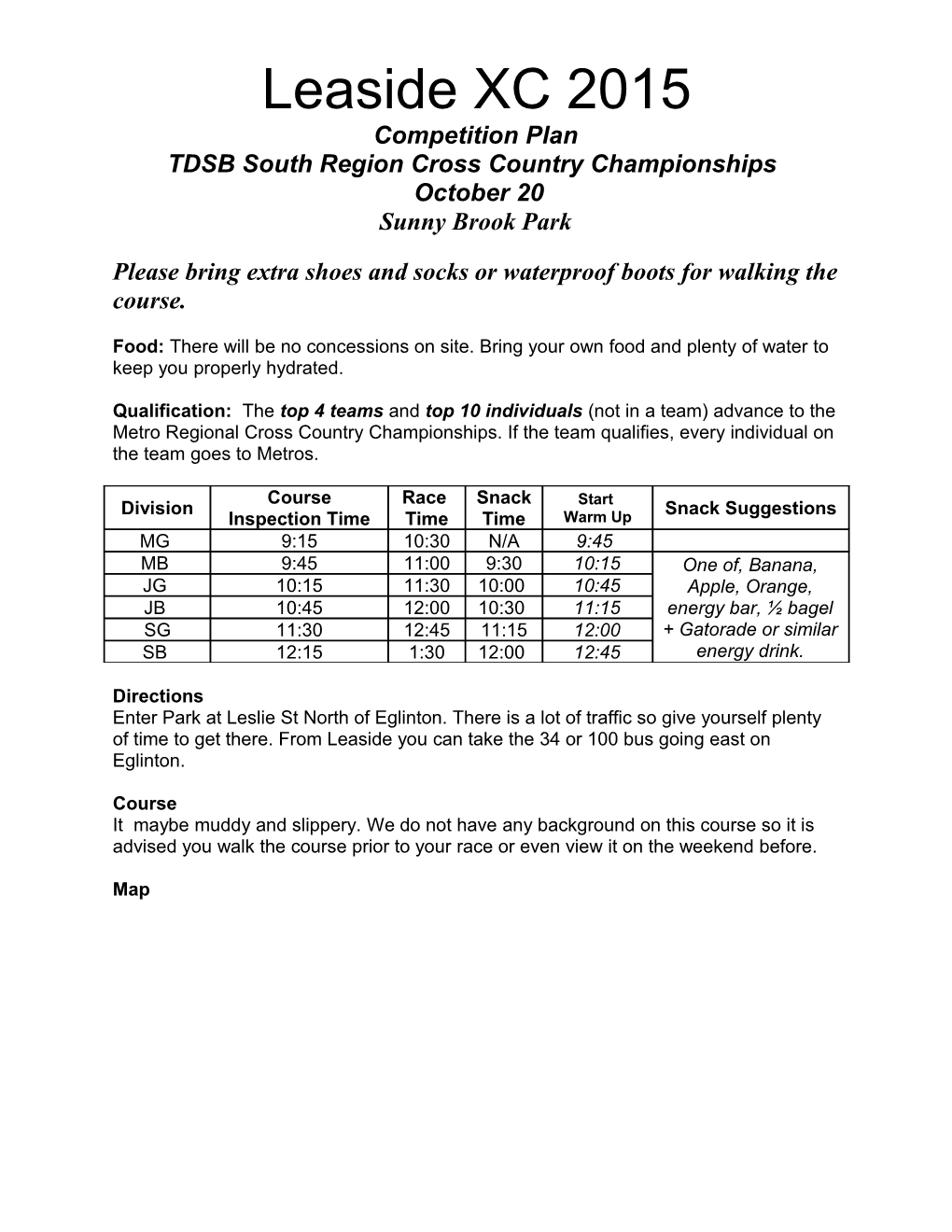 TDSB South Region Cross Country Championships