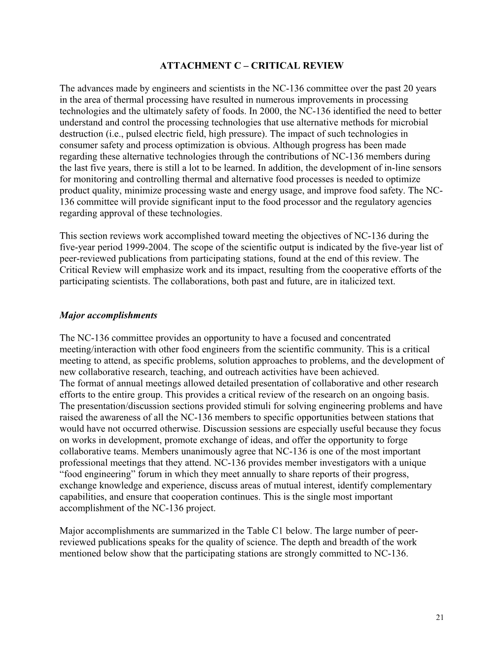 Attachment C Critical Review