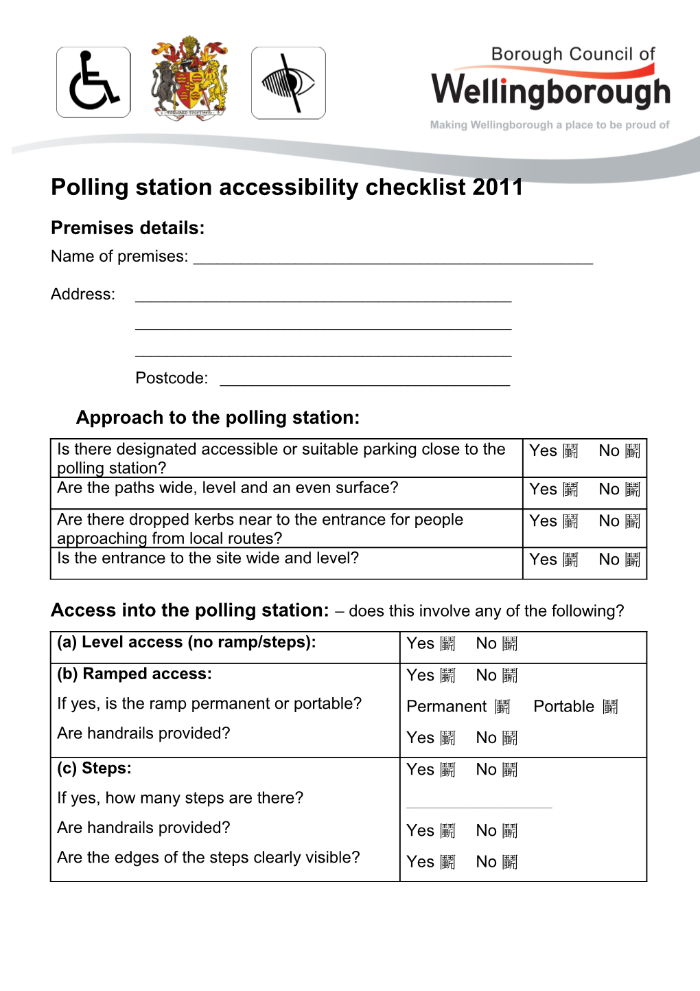 Polling Station Accessibility Checklist 2011