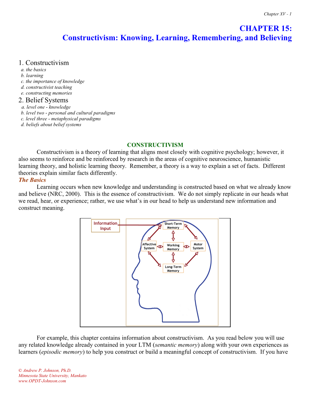 Constructivism: Knowing, Learning, Remembering, and Believing