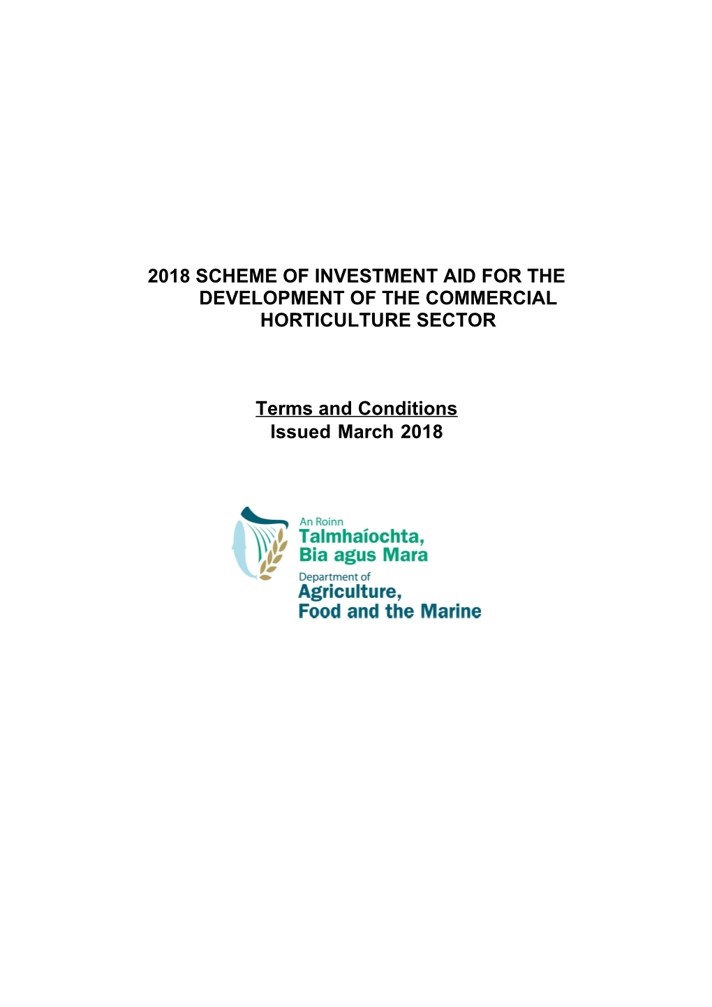 2018Scheme of Investment Aid for the Development of the Commercial Horticulture Sector