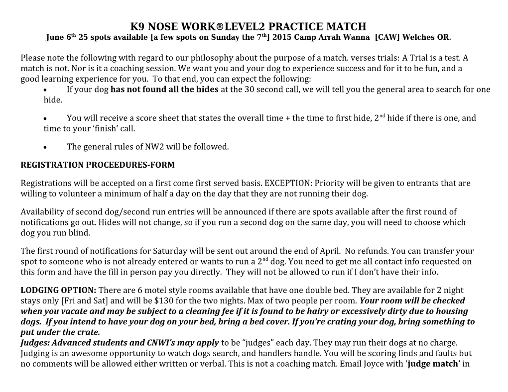 K9 Nose Work Level2 Practice Match