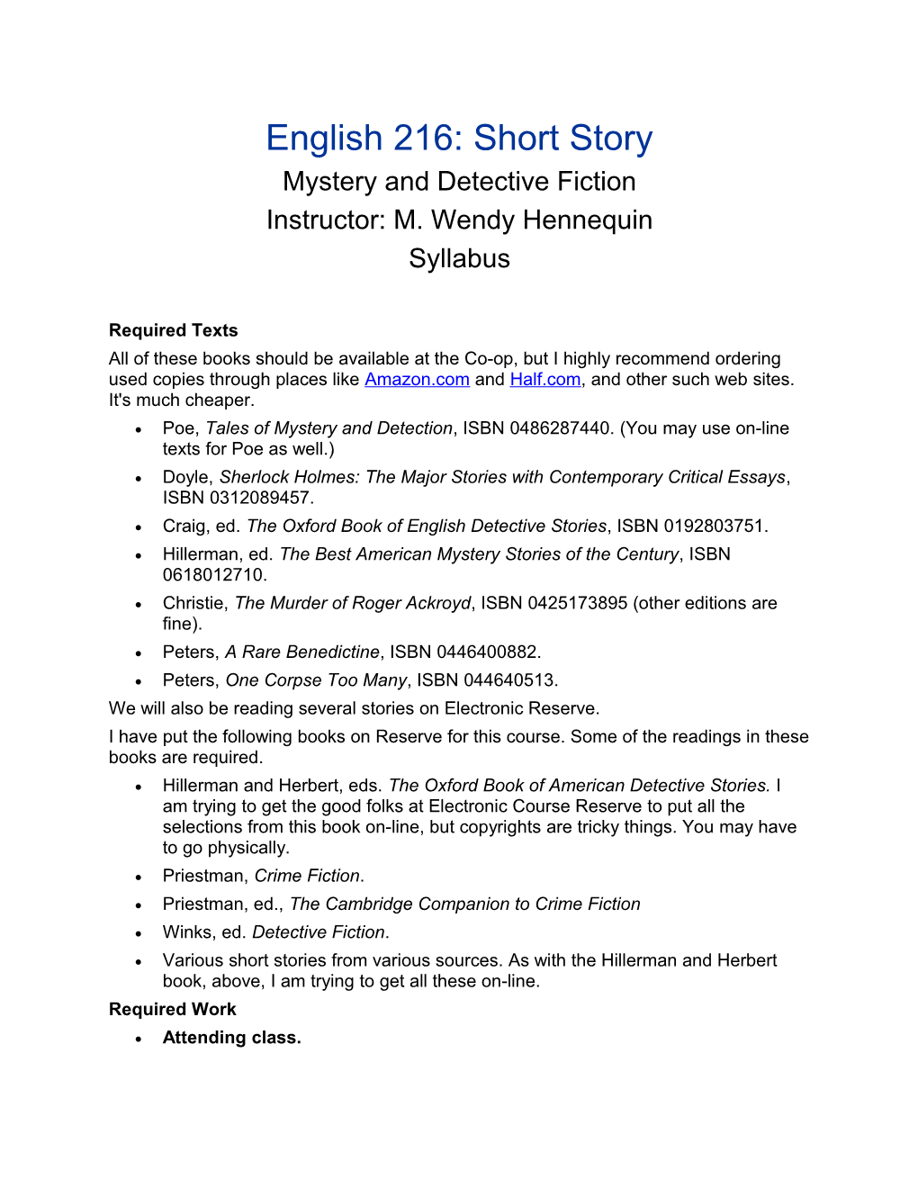 Mystery and Detective Fiction
