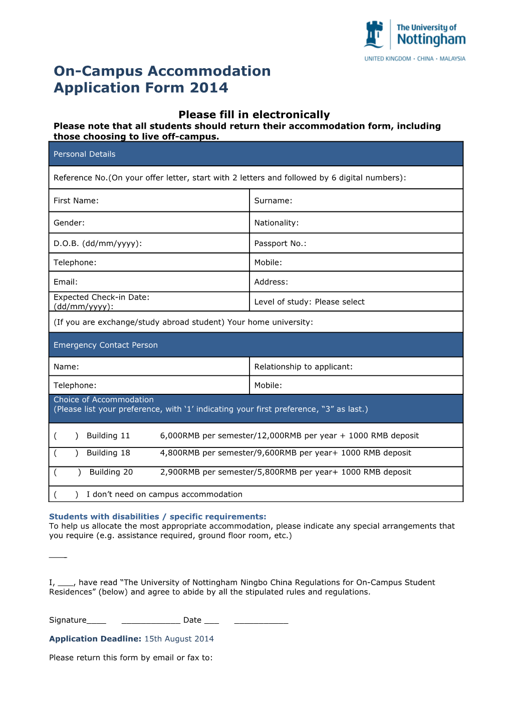 Students with Disabilities / Specific Requirements