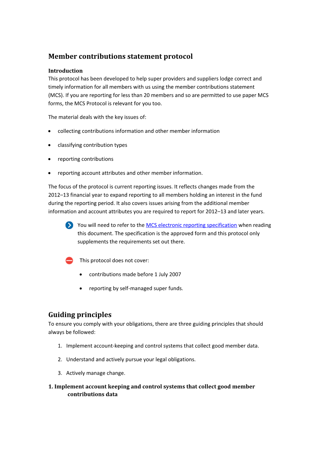 Member Contributions Statement Protocol