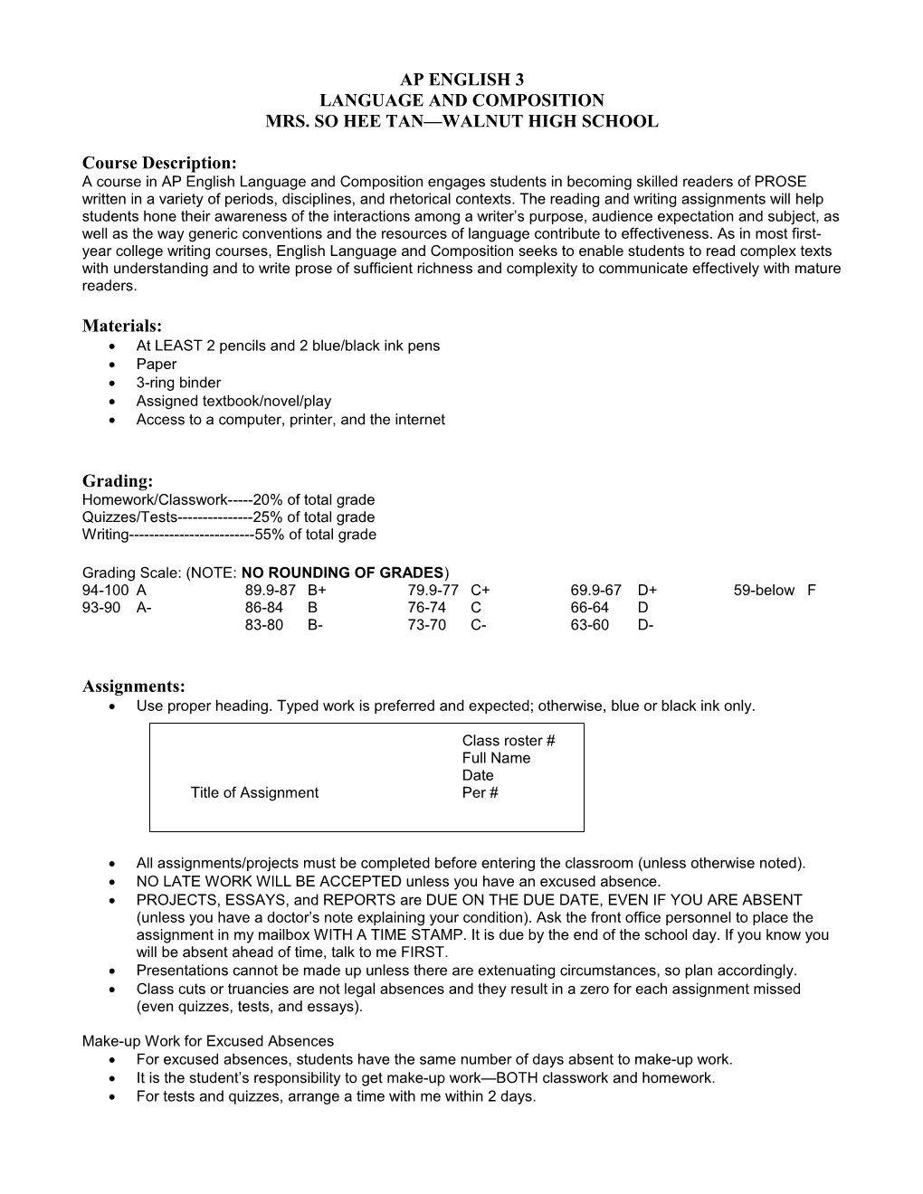 English 1 Honors / Pre-Ib