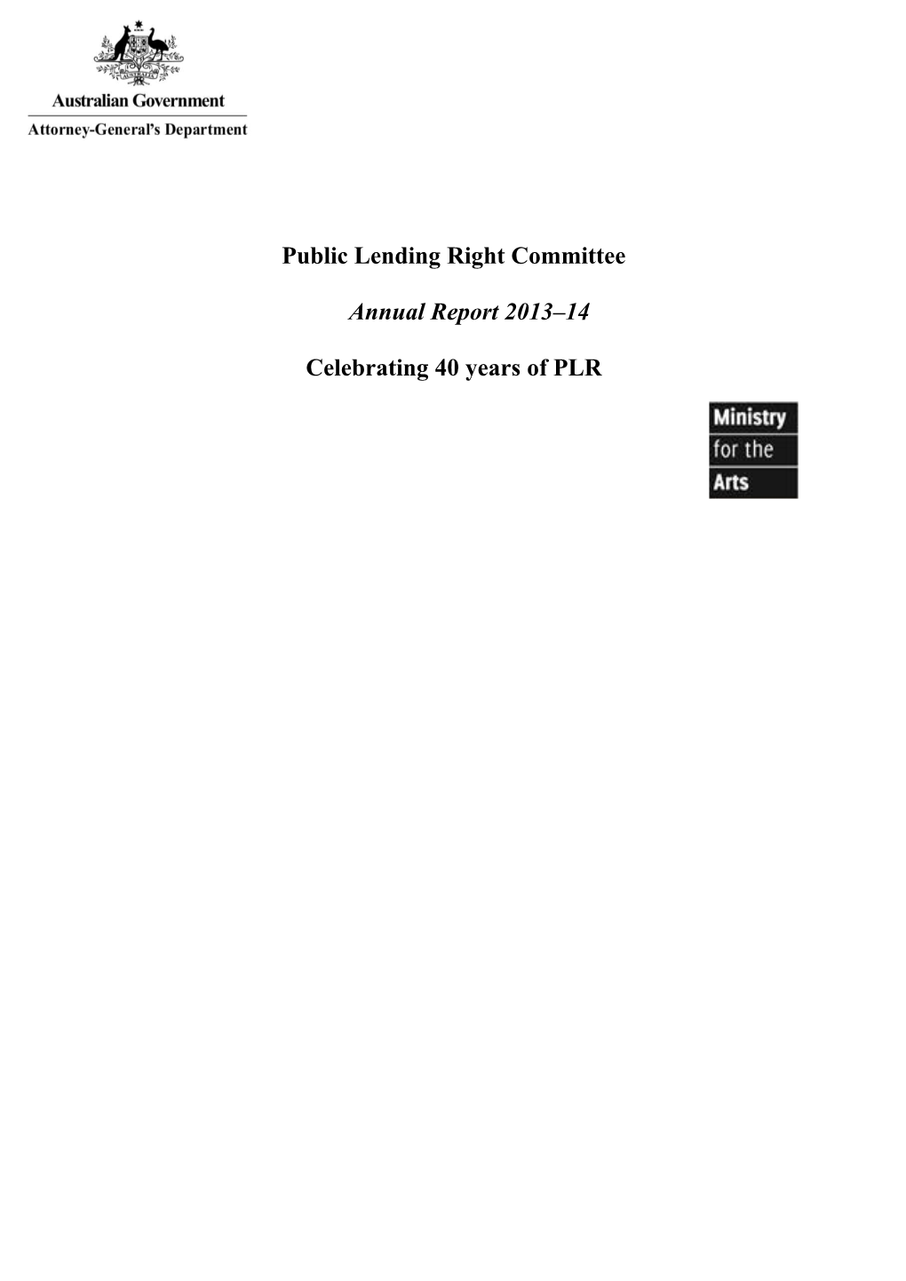 Public Lending Right Committeeannual Report 2013 14