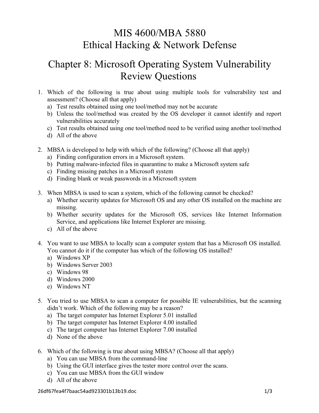 Chapter 8: Microsoft Operating System Vulnerability