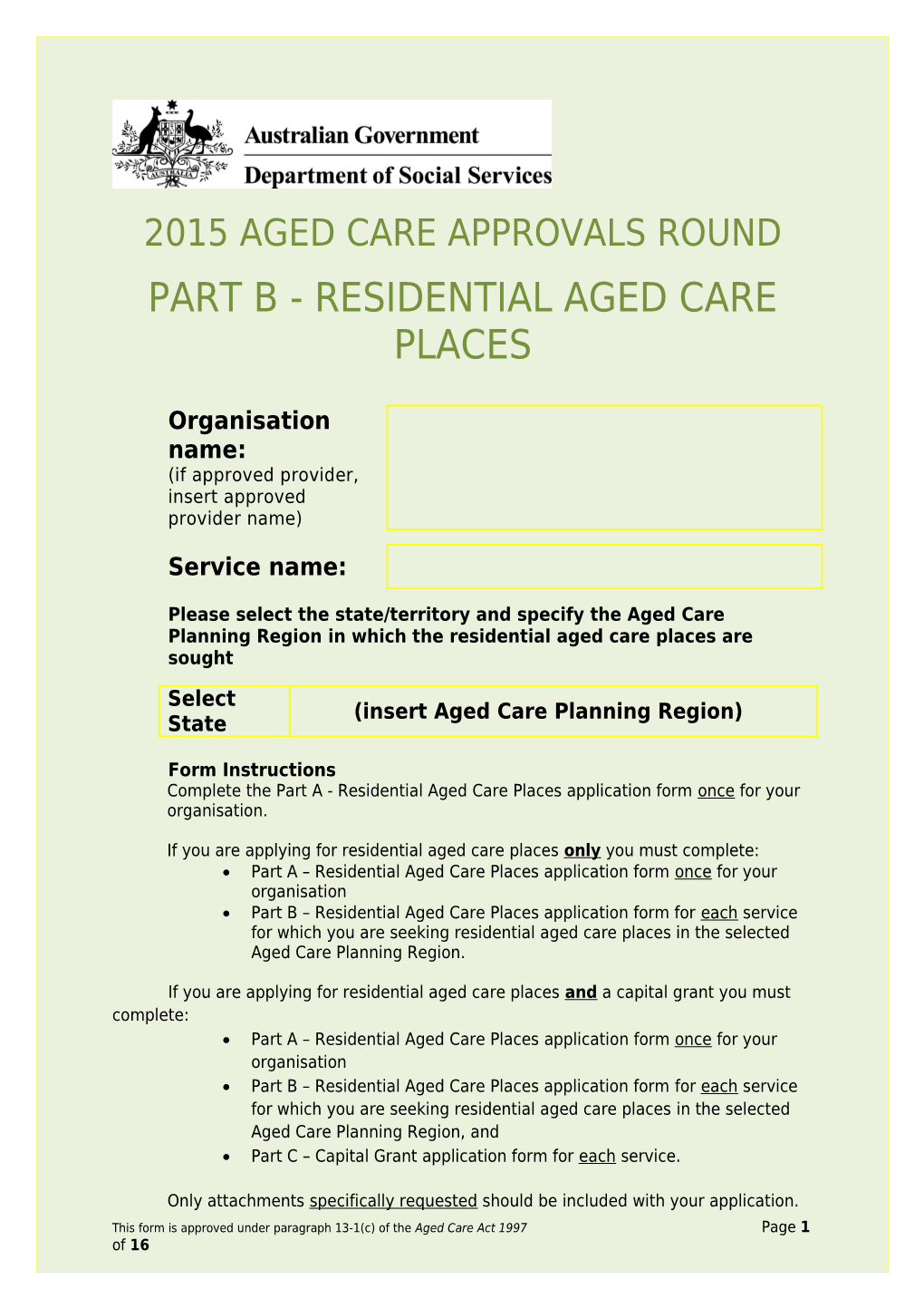 2015 Aged Care Approvals Round