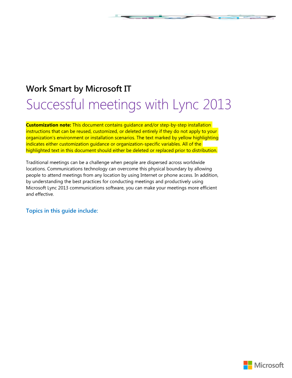 Work Smart: Successful Meetings with Lync 2013