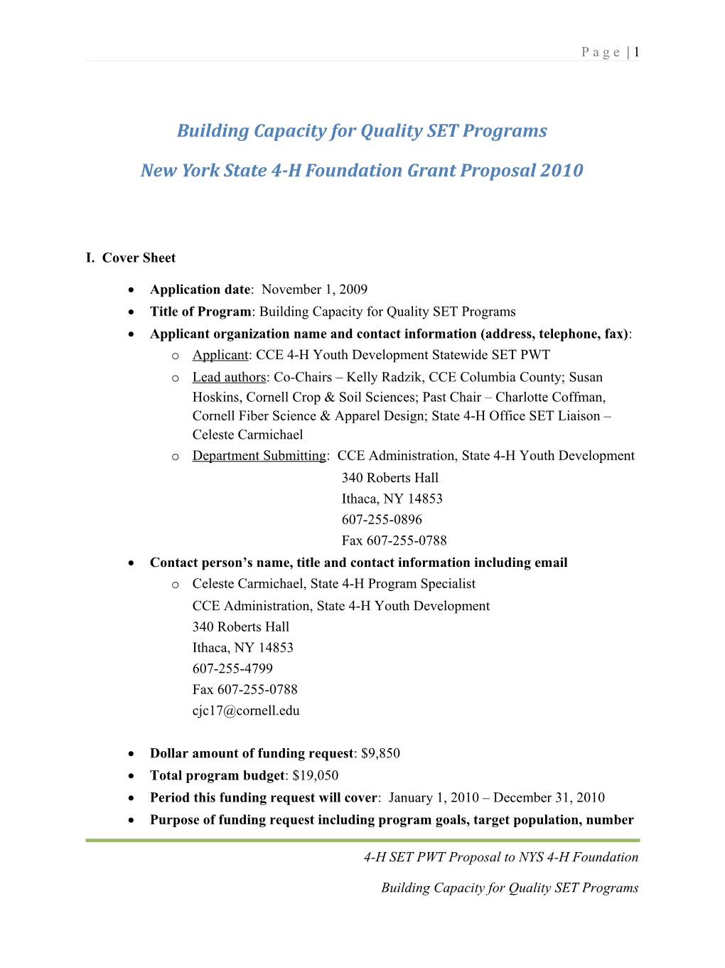 New York State 4-H Foundation Grants